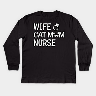 wife cat mom nurse Kids Long Sleeve T-Shirt